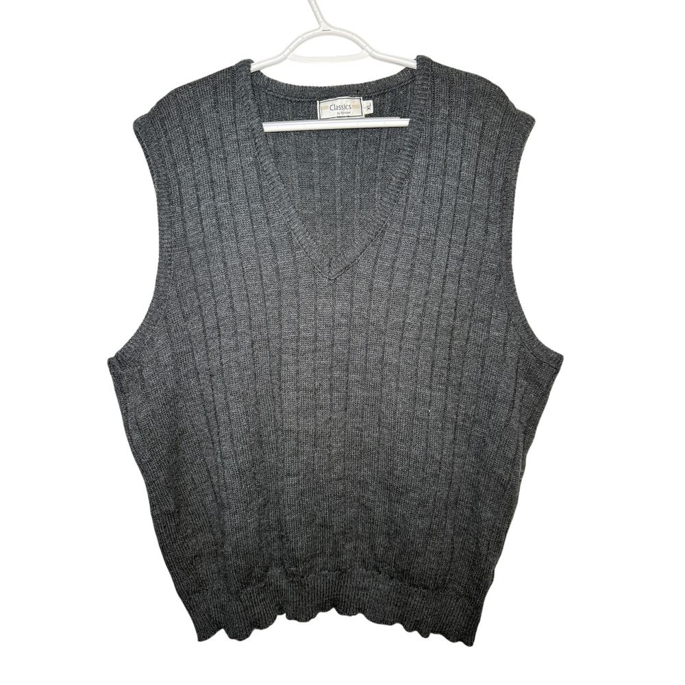 Classics by Palmland gray sweater vest mens XL‎ retro grandpa classic preppy VTG
